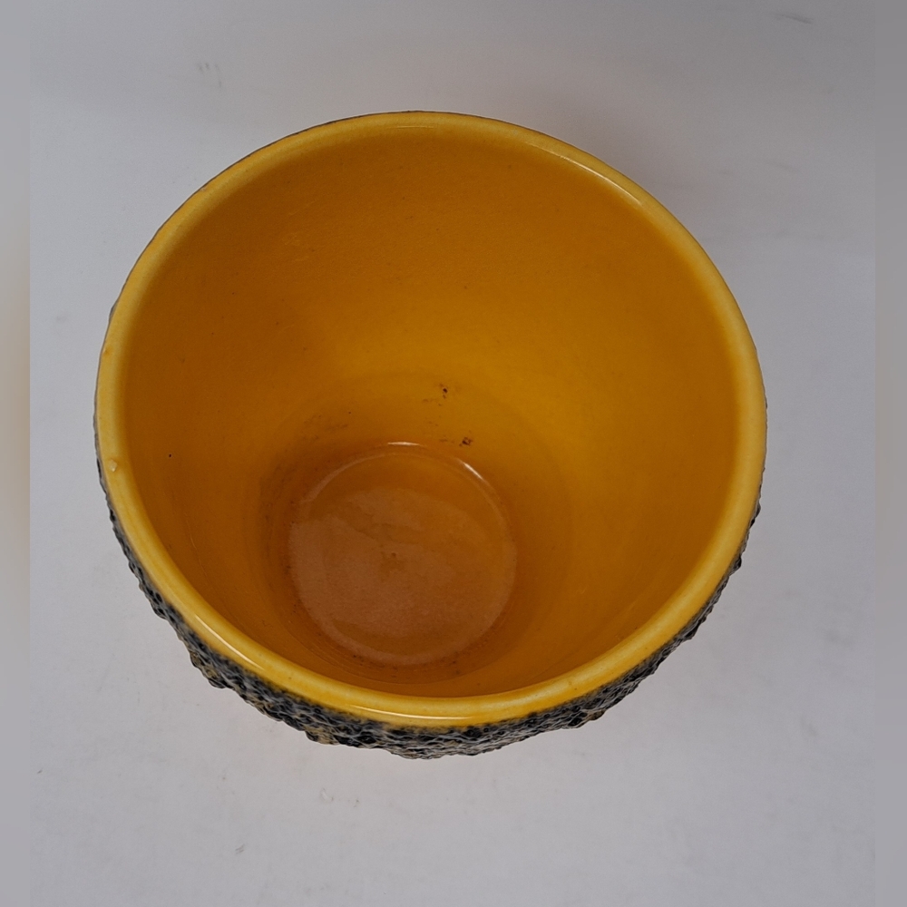 West Germany Fat Lava Flower Pot Vase MCM Mid Century Yellow Pottery Ceramics - Picture 4 of 13